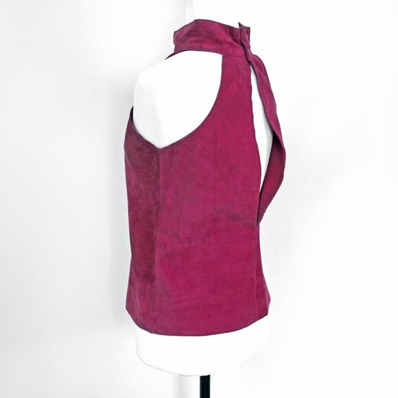Vintage Suede Halter Top 1980s Disco Party Wilsons Suede & Leather Korea RARE - Picture 4 of 13